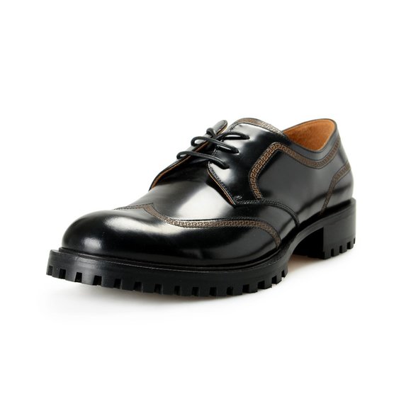 Versace Men\'s Black Polished Leather Derby Oxfords Shoes main image 5